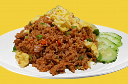 Special Fried Rice- Fried rice with chicken, beef and pork topped with scrambled egg and scallion- $17.95